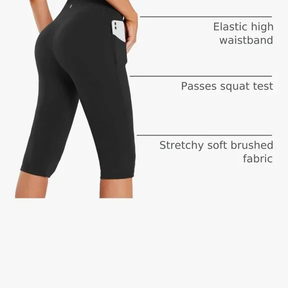 NWT- Baleaf Black workout Bermuda Shorts - Picture 2 of 7